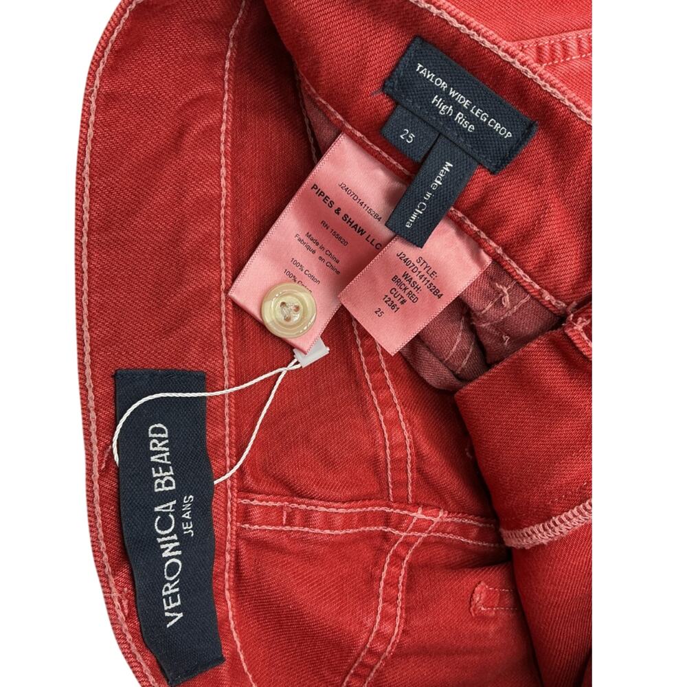 Veronica Beard Wide Leg Red Taylor Denim Jeans Size 25 - Picture 4 of 4
